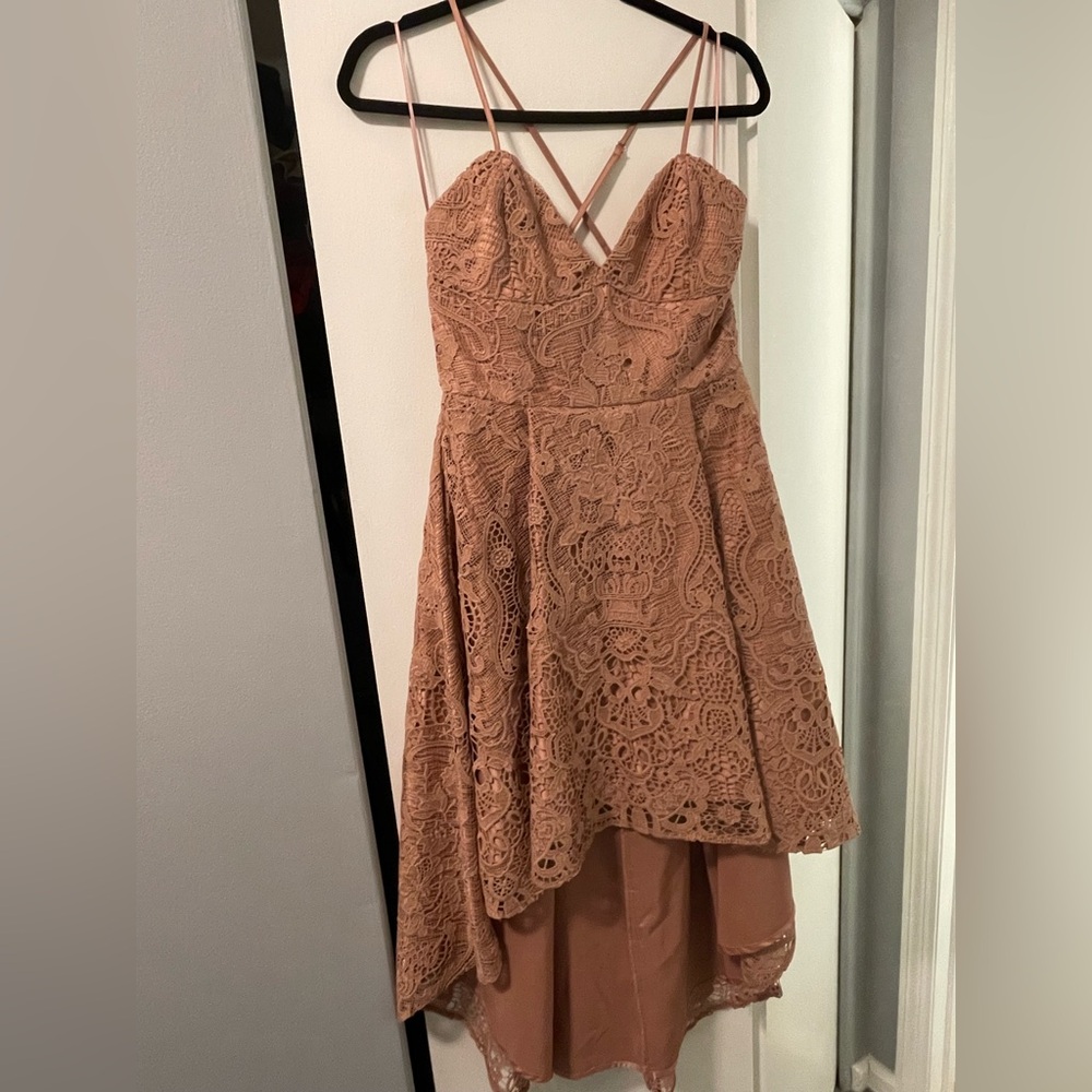 High-Low Lace Dress in Mauve